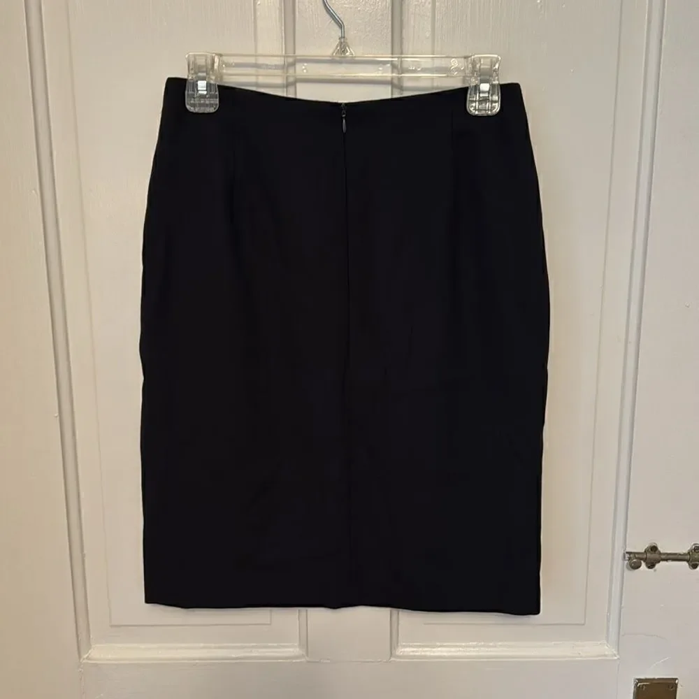 J. Crew black lined wool crepe suit skirt 21” long 13” waist zip back